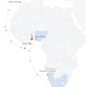 A map showing the landing spots for Equiano, Google's subsea internet cable, in Togo and Nigeria